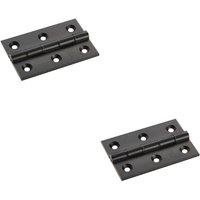 Loops 2x PAIR 76 x 50 x 2.5mm Brass Washered Butt Hinge Matt Black Internal Door