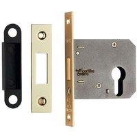 Loops Residential Euro Profile Deadlock Casing 78.5mm 108mm Fixings Electro Brassed in Metallics
