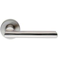 Loops PAIR Straight Smooth Round Bar Handle on Round Rose Concealed Fix Satin Steel in Metallics