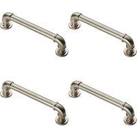 Loops 4x Pipe Design Cabinet Pull Handle 128mm Fixing Centres 12mm Dia Satin Nickel in Metallics