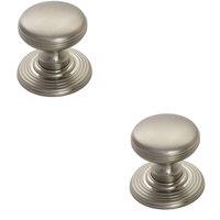Loops 2x Smooth Ringed Cupboard Door Knob 35mm Dia Satin Nickel Cabinet Handle in Metallics