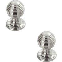 Loops 2x Textured Reeded Ball Cupboard Door Knob 23mm Dia Polished Chrome Handle