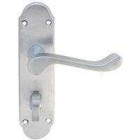 Loops PAIR Victorian Upturned Handle on Bahtroom Backplate 170 x 42mm Satin Chrome