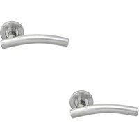 Loops 2x PAIR Arched Round Bar Handle on Round Rose Concealed Fix Polished Steel in Metallics