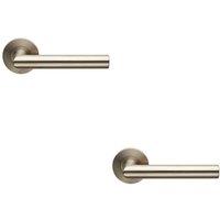 Loops 2x PAIR Straight Mitred Bar Handle on Slim Round Rose Concealed Fix Satin Steel in Metallics