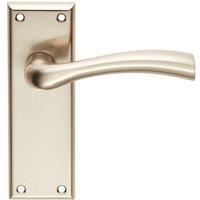 Loops Chunky Curved Tapered Handle on Latch Backplate 150 x 50mm Satin Nickel in Metallics