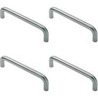 Loops 4x D Shape Cabinet Pull Handle 106 x 10mm 96mm Fixing Centres Satin Steel in Metallics