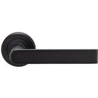 Loops PAIR Flat Rectangular Bar Handle on Round Rose Concealed Fix Matt Black