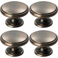 Loops 4x Ring Domed Cupboard Door Knob 38.5mm Diameter Gun Metal Cabinet Handle