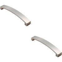 Loops 2x Flat Curved Bow Pull Handle 238 x 25mm 224mm Fixing Centres Satin Nickel in Metallics
