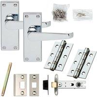 Loops Door Handle & Latch Pack Chrome Victorian Straight Lever on Plate Complete Set