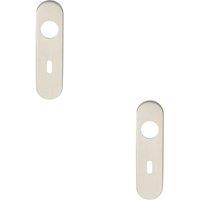Loops 2x PAIR Radius Standard Lock Handle Key Plates 170 x 45 x 8mm Satin Steel in Metallics