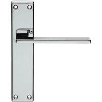 Loops Flat Straight Lever on Latch Backplate Door Handle 180 x 40mm Polished Chrome