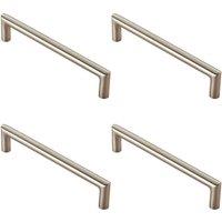 Loops 4x Mitred Round Bar Pull Handle 138 x 10mm 128mm Fixing Centres Satin Steel in Metallics
