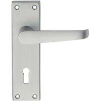 Loops PAIR Straight Victorian Handle on Lock Backplate 150 x 43mm Satin Chrome