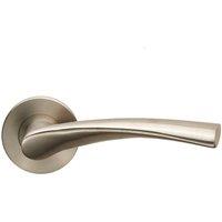 Loops PAIR Twisted Angular Design Lever on Slim Round Rose Concealed Fix Satin Steel in Metallics