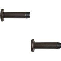 Loops 2x Rubber Tipped Doorstop Cylinder with Rose Wall Mounted 70mm Matt Bronze