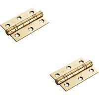 Loops 2x PAIR 76 x 51 x 2mm 7 Ball Bearing Hinge Stainless Brass Interior Door in Metallics