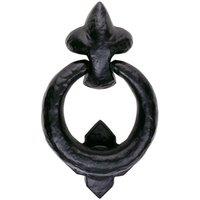 Loops Ornate Ring Door Knocker Strike Plate Included 85.5mm Ring Black Antique