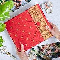 Paper High Large Sari Fabric Photo Album in Red