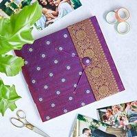 Paper High Large Sari Fabric Photo Album in Purple