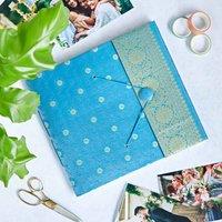 Paper High Large Sari Fabric Photo Album in Blue