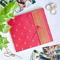 Paper High Large Sari Fabric Photo Album in Cerise