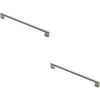 Loops 2x Round Bar Pull Handle 360 x 14mm 320mm Fixing Centres Satin Nickel & Steel in Metallics