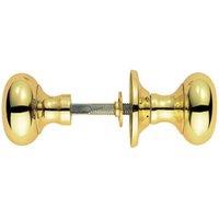 Loops PAIR Large Mushroom Rimmed Mortice Door Knob 53mm Diameter Polished Brass in Metallics