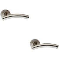 Loops 2x PAIR Arched Round Bar Handle on Round Rose Concealed Fix Satin Steel in Metallics