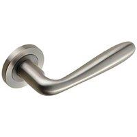 Loops PAIR Smooth Rounded Bar Handle on Round Rose Concealed Fix Satin Steel in Metallics