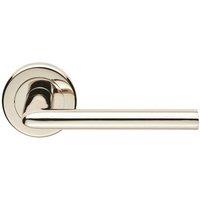 Loops PAIR Slimline Straight Bar Lever on Round Rose Concealed Fix Polished Nickel in Metallics
