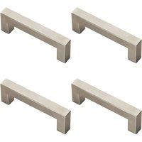 Loops 4x Square Linear Block Pull Handle 110 x 14mm 96mm Fixing Centres Satin Steel in Metallics