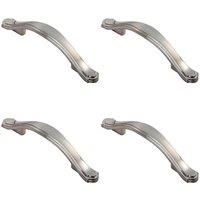 Loops 4x Stepped Edge Cupboard Bow Pull Handle 76mm Fixing Centres Satin Nickel in Metallics