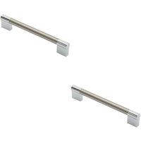 Loops 2x Keyhole Bar Pull Handle 172 x 14mm 160mm Fixing Centres Satin Nickel & Chrome in Metallics