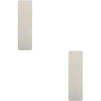 Loops 2x Plain Door Finger Plate 300 x 75mm Satin Stainless Steel Push Plate in Metallics