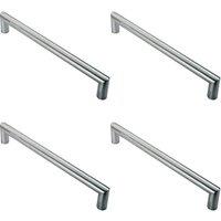 Loops 4x Mitred Round Bar Pull Handle 106 x 10mm 96mm Fixing Centres Satin Steel in Metallics