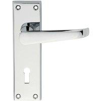 Loops PAIR Straight Victorian Handle on Lock Backplate 150 x 43mm Polished Chrome