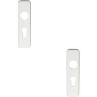 Loops 2x PAIR Door Handle Euro Lock Plate for Safety Levers 154 x 40mm Satin Aluminium
