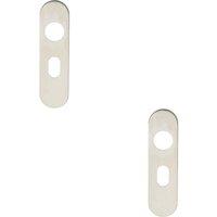 Loops 2x PAIR Radius UK Oval Cylinder Plate Cover 170 x 45 x 8mm Satin Steel in Metallics