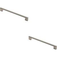 Loops 2x Round Bar Pull Handle 296 x 14mm 256mm Fixing Centres Satin Nickel & Steel in Metallics
