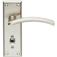 Loops PAIR Arched Lever on Bathroom Backplate Door Handle 150 x 50mm Satin Nickel in Metallics