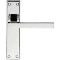 Loops PAIR Straight Square Handle on Latch Backplate 180 x 40mm Polished Chrome