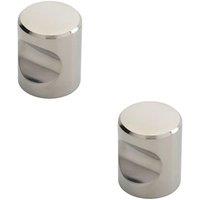 Loops 2x Cylindrical Cupboard Door Knob 25mm Diameter Polished Stainless Steel Handle in Metallics