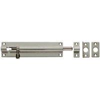 Loops Straight Barrel Surface Mounted Door Bolt Lock 150 x 38mm Bright Steel in Metallics