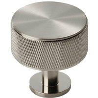 Loops Knurled Radio Cupboard Door Knob - 35mm Diameter - Satin Nickel Cabinet Handle in Metallics