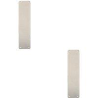 Loops 2x Plain Door Finger Plate 350 x 75mm Satin Stainless Steel Push Plate in Metallics