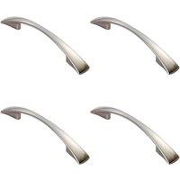 Loops 4x Tapered Pull Handle 138 x 16mm 96mm Fixing Centres Satin Nickel Curved Bow in Metallics