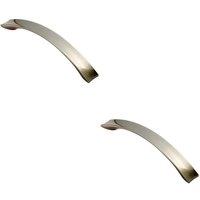 Loops 2x Concave Bow Cabinet Pull Handle 198 x 23mm 160mm Fixing Centres Satin Nickel in Metallics
