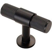 Loops Knurled Cupboard T Shape Pull Handle 50 x 13mm Matt Black Cabinet Handle